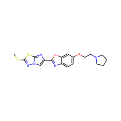 CSc1nn2cc(-c3nc4ccc(OCCN5CCCC5)cc4o3)nc2s1 ZINC000205961484