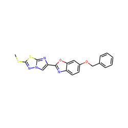 CSc1nn2cc(-c3nc4ccc(OCc5ccccc5)cc4o3)nc2s1 ZINC000205961504