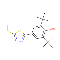 CSc1nnc(-c2cc(C(C)(C)C)c(O)c(C(C)(C)C)c2)s1 ZINC000005481517