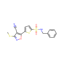 CSc1noc(-c2ccc(S(=O)(=O)NCc3ccccc3)s2)c1C#N ZINC000003120110