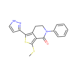 CSc1sc(-c2cc[nH]n2)c2c1C(=O)N(c1ccccc1)CC2 ZINC000146554386