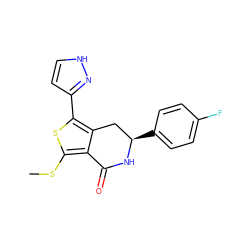 CSc1sc(-c2cc[nH]n2)c2c1C(=O)N[C@H](c1ccc(F)cc1)C2 ZINC000146661399