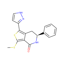 CSc1sc(-c2cc[nH]n2)c2c1C(=O)N[C@H](c1ccccc1)C2 ZINC000145642948