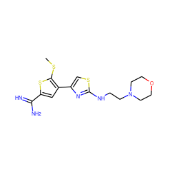 CSc1sc(C(=N)N)cc1-c1csc(NCCN2CCOCC2)n1 ZINC000028013966