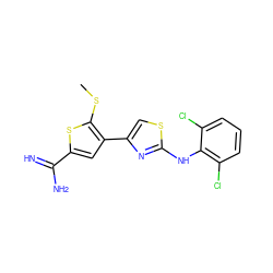 CSc1sc(C(=N)N)cc1-c1csc(Nc2c(Cl)cccc2Cl)n1 ZINC000028005555