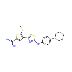 CSc1sc(C(=N)N)cc1-c1csc(Nc2ccc(C3CCCCC3)cc2)n1 ZINC000027999735