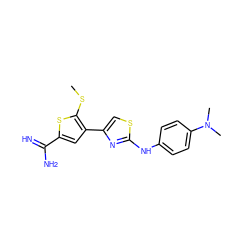 CSc1sc(C(=N)N)cc1-c1csc(Nc2ccc(N(C)C)cc2)n1 ZINC000028006690