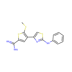 CSc1sc(C(=N)N)cc1-c1csc(Nc2ccccc2)n1 ZINC000028005636