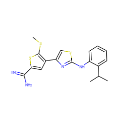 CSc1sc(C(=N)N)cc1-c1csc(Nc2ccccc2C(C)C)n1 ZINC000028008615