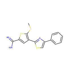 CSc1sc(C(=N)N)cc1-c1nc(-c2ccccc2)cs1 ZINC000013437876