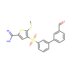 CSc1sc(C(=N)N)cc1S(=O)(=O)c1cccc(-c2cccc(C=O)c2)c1 ZINC000146207571