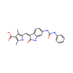 Cc1[nH]c(/C=C2\C(=O)Nc3cc(NC(=O)Nc4ccccc4)ccc32)c(C)c1C(=O)O ZINC000053312451