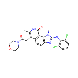 Cc1[nH]c(=O)c2c(ccc3nc(Nc4c(Cl)cccc4Cl)n(C)c32)c1CC(=O)N1CCOCC1 ZINC000013494041