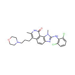 Cc1[nH]c(=O)c2c(ccc3nc(Nc4c(Cl)cccc4Cl)n(C)c32)c1CCCN1CCOCC1 ZINC000013494047