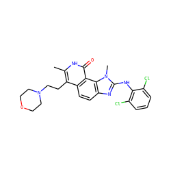 Cc1[nH]c(=O)c2c(ccc3nc(Nc4c(Cl)cccc4Cl)n(C)c32)c1CCN1CCOCC1 ZINC000013494042