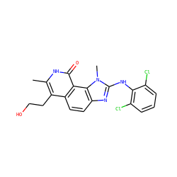 Cc1[nH]c(=O)c2c(ccc3nc(Nc4c(Cl)cccc4Cl)n(C)c32)c1CCO ZINC000013494048