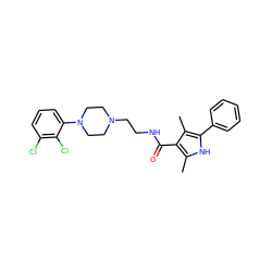 Cc1[nH]c(-c2ccccc2)c(C)c1C(=O)NCCN1CCN(c2cccc(Cl)c2Cl)CC1 ZINC000058563519