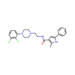 Cc1[nH]c(-c2ccccc2)cc1C(=O)NCCN1CCN(c2cccc(Cl)c2Cl)CC1 ZINC000049033663