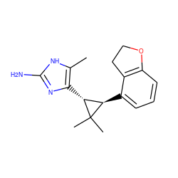 Cc1[nH]c(N)nc1[C@@H]1[C@@H](c2cccc3c2CCO3)C1(C)C ZINC000013588441