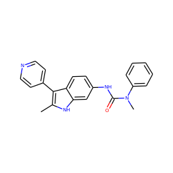 Cc1[nH]c2cc(NC(=O)N(C)c3ccccc3)ccc2c1-c1ccncc1 ZINC000036338551