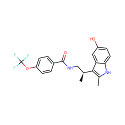 Cc1[nH]c2ccc(O)cc2c1[C@@H](C)CNC(=O)c1ccc(OC(F)(F)F)cc1 ZINC000029040693