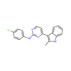 Cc1[nH]c2ccccc2c1-c1ccnc(Nc2ccc(Cl)cc2)n1 ZINC000072108729