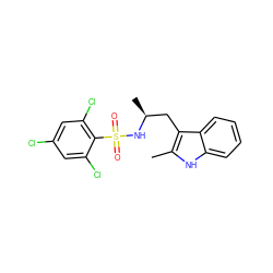 Cc1[nH]c2ccccc2c1C[C@H](C)NS(=O)(=O)c1c(Cl)cc(Cl)cc1Cl ZINC000028820768