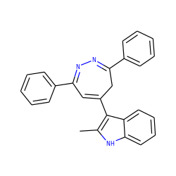 Cc1[nH]c2ccccc2c1C1=CC(c2ccccc2)=NN=C(c2ccccc2)C1 ZINC000000847468