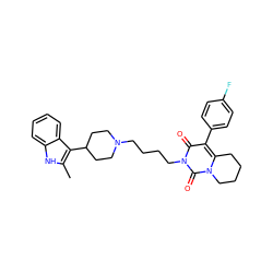 Cc1[nH]c2ccccc2c1C1CCN(CCCCn2c(=O)c(-c3ccc(F)cc3)c3n(c2=O)CCCC3)CC1 ZINC000045253546