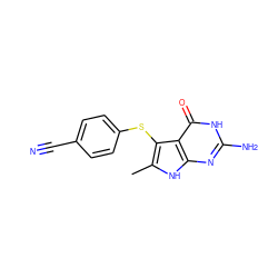 Cc1[nH]c2nc(N)[nH]c(=O)c2c1Sc1ccc(C#N)cc1 ZINC000028523226