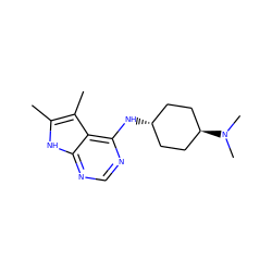 Cc1[nH]c2ncnc(N[C@H]3CC[C@H](N(C)C)CC3)c2c1C ZINC001772607822