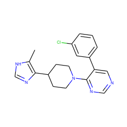 Cc1[nH]cnc1C1CCN(c2ncncc2-c2cccc(Cl)c2)CC1 ZINC000036176448