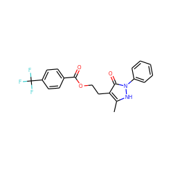 Cc1[nH]n(-c2ccccc2)c(=O)c1CCOC(=O)c1ccc(C(F)(F)F)cc1 ZINC000008672160