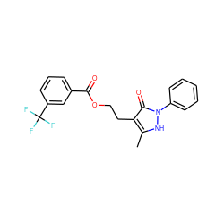 Cc1[nH]n(-c2ccccc2)c(=O)c1CCOC(=O)c1cccc(C(F)(F)F)c1 ZINC000008672154