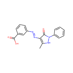 Cc1[nH]n(-c2ccccc2)c(=O)c1N=Nc1cccc(C(=O)O)c1 ZINC000261192678