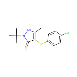 Cc1[nH]n(C(C)(C)C)c(=O)c1Sc1ccc(Cl)cc1 ZINC000004257695