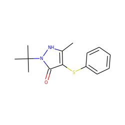 Cc1[nH]n(C(C)(C)C)c(=O)c1Sc1ccccc1 ZINC000004257696