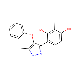 Cc1[nH]nc(-c2ccc(O)c(C)c2O)c1Oc1ccccc1 ZINC000018189281