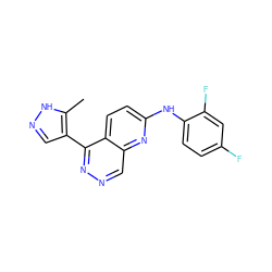 Cc1[nH]ncc1-c1nncc2nc(Nc3ccc(F)cc3F)ccc12 ZINC000138228525