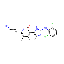 Cc1c(/C=C/CN)[nH]c(=O)c2c1ccc1nc(Nc3c(Cl)cccc3Cl)n(C)c12 ZINC000013494062