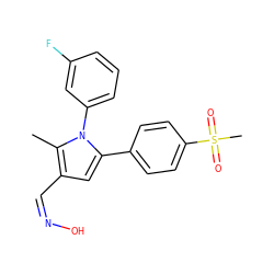 Cc1c(/C=N\O)cc(-c2ccc(S(C)(=O)=O)cc2)n1-c1cccc(F)c1 ZINC000096928418