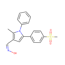 Cc1c(/C=N\O)cc(-c2ccc(S(C)(=O)=O)cc2)n1-c1ccccc1 ZINC000096928420