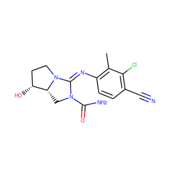 Cc1c(/N=C2\N(C(N)=O)C[C@@H]3[C@H](O)CCN23)ccc(C#N)c1Cl ZINC000100420984