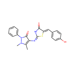 Cc1c(/N=C2\NC(=O)/C(=C/c3ccc(O)cc3)S2)c(=O)n(-c2ccccc2)n1C ZINC000008830338