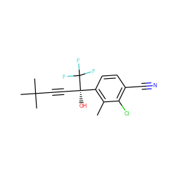 Cc1c([C@@](O)(C#CC(C)(C)C)C(F)(F)F)ccc(C#N)c1Cl ZINC000653887797