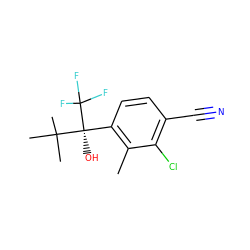 Cc1c([C@@](O)(C(C)(C)C)C(F)(F)F)ccc(C#N)c1Cl ZINC000653887850