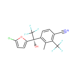 Cc1c([C@@](O)(c2ccc(Cl)o2)C(F)(F)F)ccc(C#N)c1C(F)(F)F ZINC000653882904