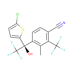 Cc1c([C@@](O)(c2ccc(Cl)s2)C(F)(F)F)ccc(C#N)c1C(F)(F)F ZINC000653882860