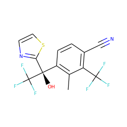 Cc1c([C@@](O)(c2nccs2)C(F)(F)F)ccc(C#N)c1C(F)(F)F ZINC000653885946