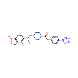 Cc1c([C@@H](C)CN2CCN(C(=O)Cc3ccc(-n4cnnn4)nc3)CC2)ccc2c1COC2=O ZINC000168533598